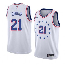 Philadelphia 76ers #21 Joel Embiid Jersey -White Earned