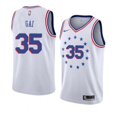 Philadelphia 76ers #35 Deng Gai Jersey -White Earned