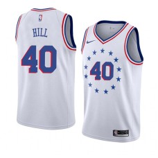 Philadelphia 76ers #40 Tyrone Hill Jersey -White Earned