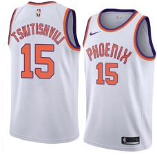 Suns #15 Nikoloz Tskitishvili Jersey -White PHOENIX