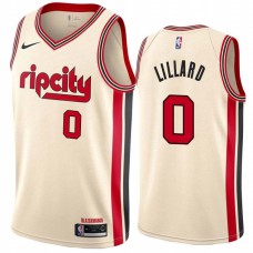 Portland Trail Blazers #0 Damian Lillard Jersey -Cream 2019-2020 ripcity