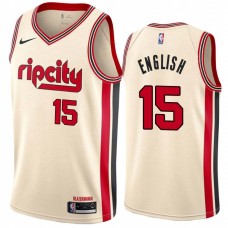 Portland Trail Blazers #15 Claude English Jersey -Cream 2019-2020 ripcity