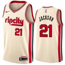 Portland Trail Blazers #21 Jaren Jackson Jersey -Cream 2019-2020 ripcity