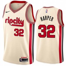 Portland Trail Blazers #32 Mike Harper Jersey -Cream 2019-2020 ripcity