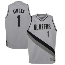 Portland Trail Blazers #1 Anfernee Simons Jersey -Gray Earned