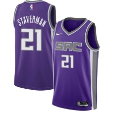 Sacramento Kings #21 Larry Staverman Jersey -2021-2022 Purple