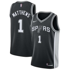 San Antonio Spurs #1 Wes Matthews Jersey -Black