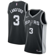 San Antonio Spurs #3 Keith Langford Jersey -Black