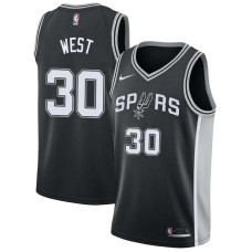 San Antonio Spurs #30 David West Jersey -Black