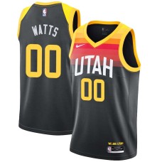 Utah Jazz #00 Slick Watts Jersey -Black 2021-2022 City