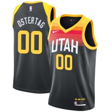 Utah Jazz #00 Greg Ostertag Jersey -Black 2021-2022 City