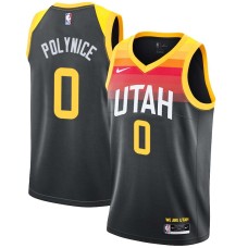 Utah Jazz #0 Olden Polynice Jersey -Black 2021-2022 City