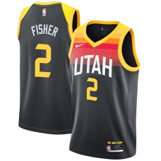 Utah Jazz #2 Derek Fisher Jersey -Black 2021-2022 City