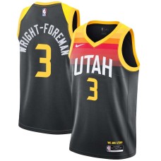 Utah Jazz #3 Justin Wright-Foreman Jersey -Black 2021-2022 City