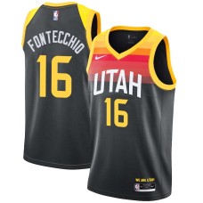 Utah Jazz #16 Simone Fontecchio Jersey -Black 2021-2022 City