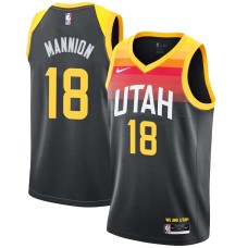 Utah Jazz #18 Pace Mannion Jersey -Black 2021-2022 City