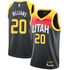 Utah Jazz #20 Duck Williams Jersey -Black 2021-2022 City