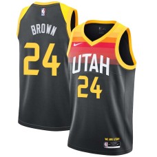 Utah Jazz #24 Raymond Brown Jersey -Black 2021-2022 City