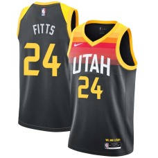 Utah Jazz #24 Malik Fitts Jersey -Black 2021-2022 City