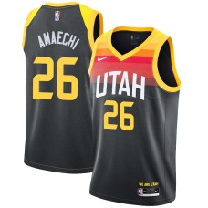 Utah Jazz #26 John Amaechi Jersey -Black 2021-2022 City