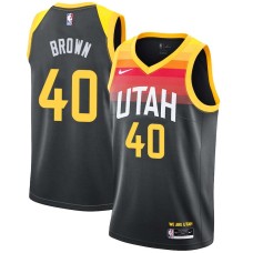 Utah Jazz #40 Mike Brown Jersey -Black 2021-2022 City