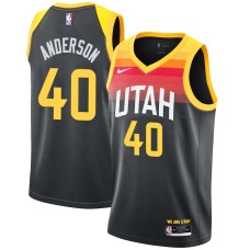 Utah Jazz #40 Shandon Anderson Jersey -Black 2021-2022 City