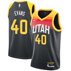 Utah Jazz #40 Jeremy Evans Jersey -Black 2021-2022 City