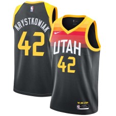 Utah Jazz #42 Larry Krystkowiak Jersey -Black 2021-2022 City