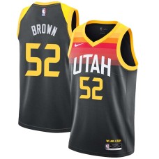 Utah Jazz #52 John Brown Jersey -Black 2021-2022 City