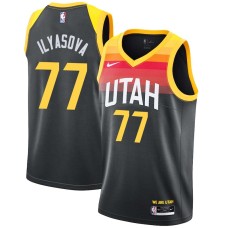 Utah Jazz #77 Ersan Ilyasova Jersey -Black 2021-2022 City