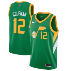 Utah Jazz #12 EC Coleman Jersey -Green 2020-2021 Earned