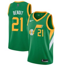 Utah Jazz #21 David Benoit Jersey -Green 2020-2021 Earned