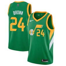 Utah Jazz #24 Raymond Brown Jersey -Green 2020-2021 Earned