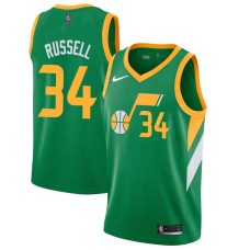 Utah Jazz #34 Bryon Russell Jersey -Green 2020-2021 Earned