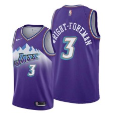 Utah Jazz #3 Justin Wright-Foreman Jersey -Purple Throwback