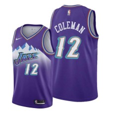 Utah Jazz #12 EC Coleman Jersey -Purple Throwback