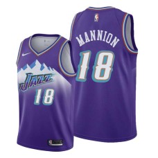 Utah Jazz #18 Pace Mannion Jersey -Purple Throwback