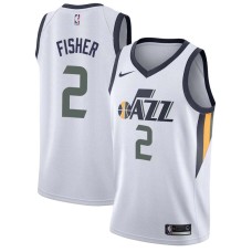 Utah Jazz #2 Derek Fisher Jersey -White