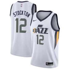 Utah Jazz #12 John Stockton Jersey -White