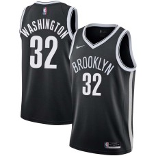 Brooklyn Nets #32 Trooper Washington Jersey -Black