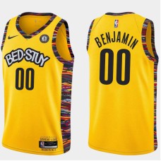 Brooklyn Nets #00 Benoit Benjamin Jersey -Yellow 2019-2020 City BED-STUY