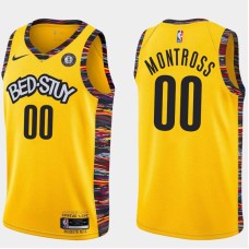 Brooklyn Nets #00 Eric Montross Jersey -Yellow 2019-2020 City BED-STUY