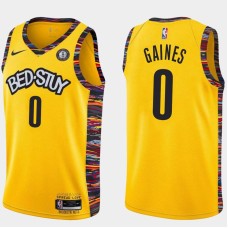 Brooklyn Nets #0 Sundiata Gaines Jersey -Yellow 2019-2020 City BED-STUY