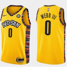 Brooklyn Nets #0 James Webb III Jersey -Yellow 2019-2020 City BED-STUY