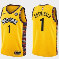 Brooklyn Nets #1 Tiny Archibald Jersey -Yellow 2019-2020 City BED-STUY