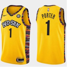 Brooklyn Nets #1 Kevin Porter Jersey -Yellow 2019-2020 City BED-STUY