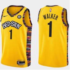 Brooklyn Nets #1 Foots Walker Jersey -Yellow 2019-2020 City BED-STUY