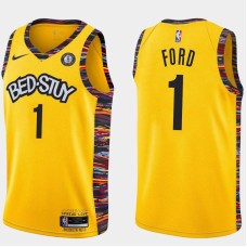 Brooklyn Nets #1 Phil Ford Jersey -Yellow 2019-2020 City BED-STUY