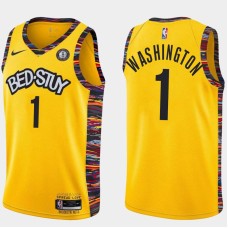 Brooklyn Nets #1 Pearl Washington Jersey -Yellow 2019-2020 City BED-STUY