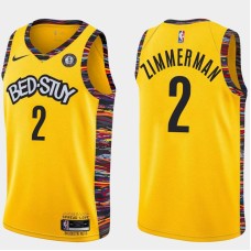 Brooklyn Nets #2 Derrick Zimmerman Jersey -Yellow 2019-2020 City BED-STUY